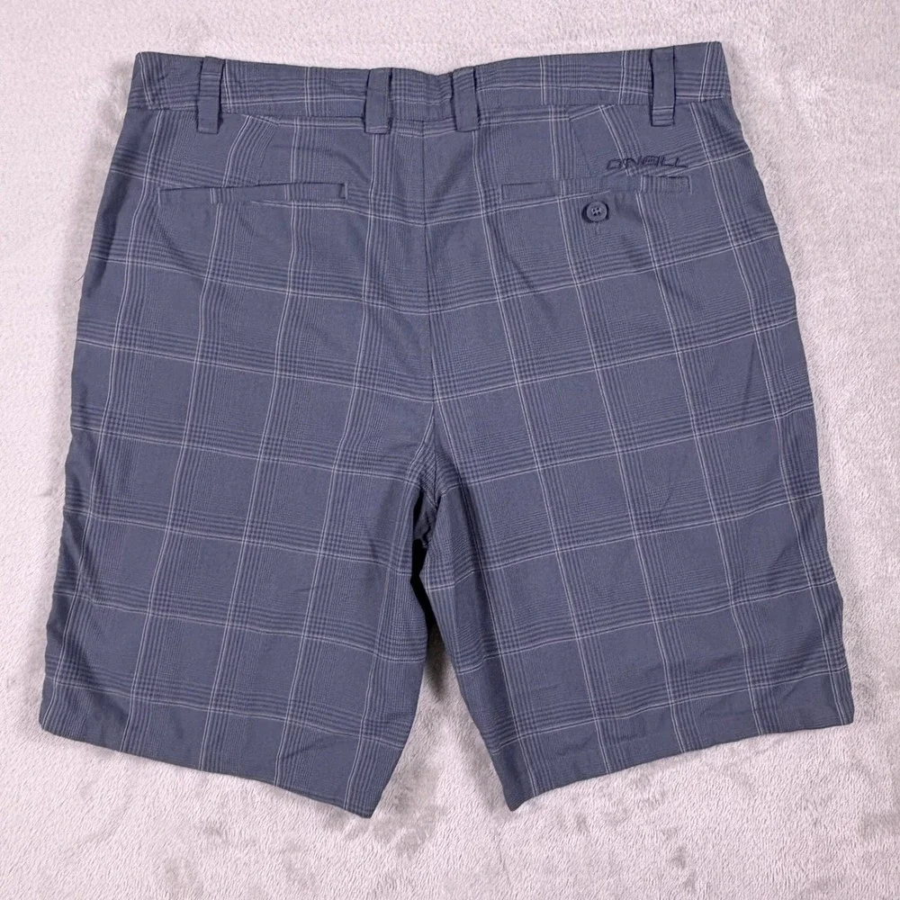 O'Neill Mens Hybrid Walk Shorts Navy Blue Plaid Size 36 Surf Skater Coastal
